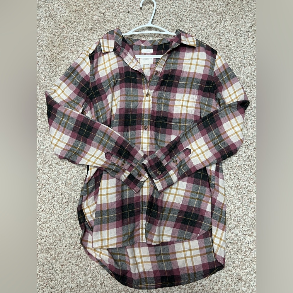 American Eagle Outfitters Burgundy Plaid shirt
